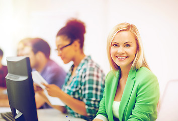 Image showing student with computer studying at school