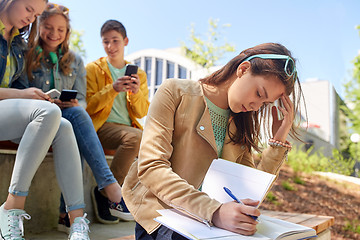 Image showing student girl suffering of classmates mockery