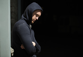 Image showing close up of addict man on street