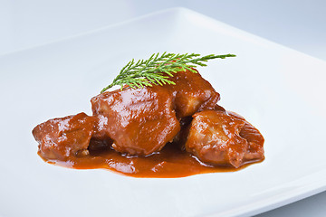 Image showing spanish cuisine pork feet with sauce odd but delicious