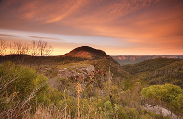 Image showing Sunrise skies over Mount Banks Blue Mountains