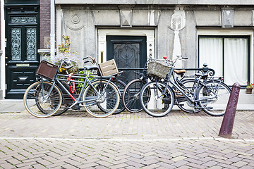 Image showing four bicycles in Amsterdam