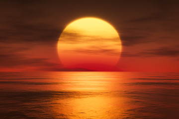 Image showing a sunset over the sea