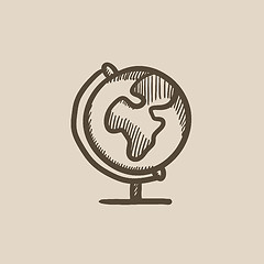 Image showing World globe on stand sketch icon.