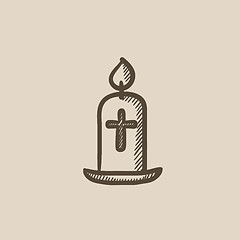 Image showing Easter candle sketch icon.