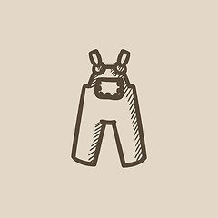 Image showing Baby overalls sketch icon.