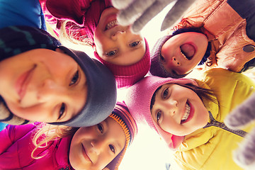 Image showing group of happy children faces in circle