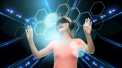 Image showing woman in virtual reality headset or 3d glasses