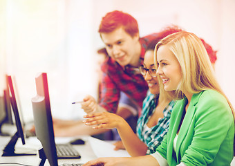 Image showing students with computer studying at school