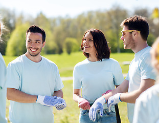 Image showing group of volunteers planting tree in park