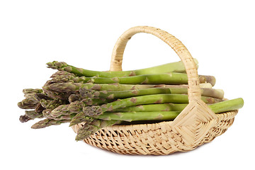 Image showing Green asparagus in a basket