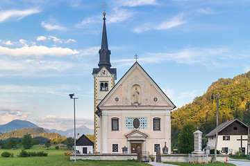 Image showing Catholic church in Bohinjska bela village, Bled, Slovenia.