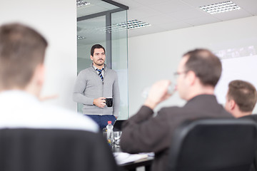 Image showing Relaxed informal business team office meeting.