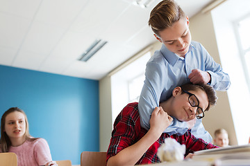 Image showing student boy suffering of classmate mockery