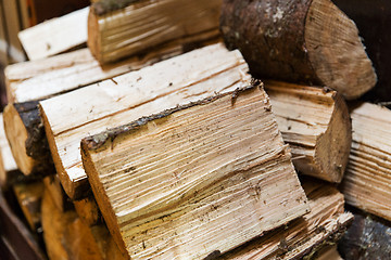 Image showing close up of firewood pile