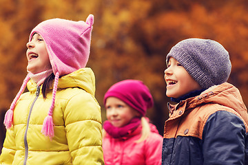 Image showing group of happy children in autumn park