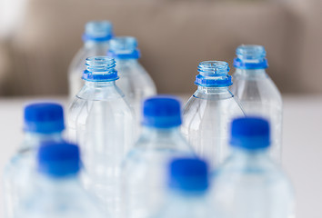 Image showing close up of plastic bottles with drinking water