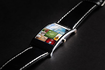 Image showing close up of smart watch with internet news