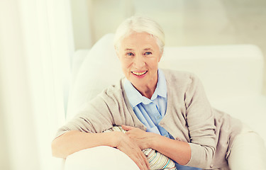 Image showing happy senior woman face at home