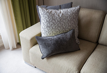 Image showing close up of couch with cushions at home