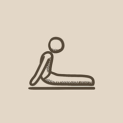 Image showing Man practicing yoga sketch icon.