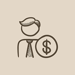 Image showing Man with dollar sign sketch icon.