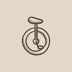 Image showing One wheel bicycle sketch icon.