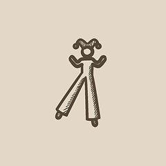 Image showing Clown on stilts  sketch icon.