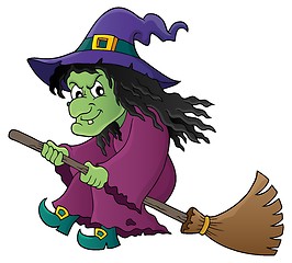 Image showing Witch on broom theme image 1