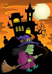 Image showing Witch on broom theme image 5
