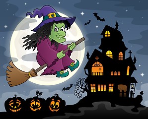 Image showing Witch on broom theme image 3