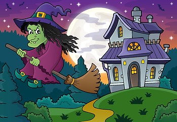 Image showing Witch on broom theme image 4