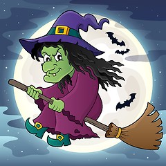 Image showing Witch on broom theme image 2