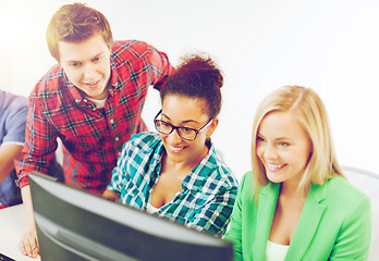 Image showing students with computer studying at school