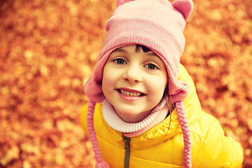 Image showing happy little girl in autumn park