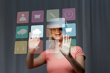 Image showing woman in virtual reality headset or 3d glasses