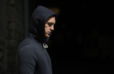 Image showing close up of addict man on street