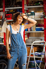 Image showing portrait of a beautiful mechanic woman