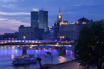 Image showing Moscow, Russia, night landscape with Moscow-river