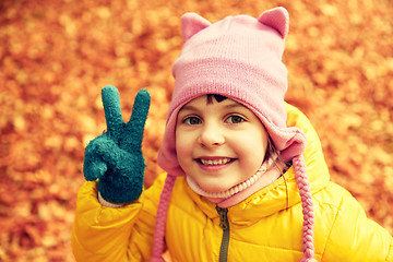 Image showing happy little girl in autumn park