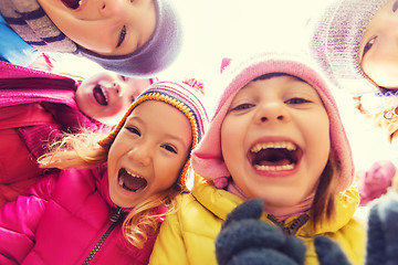 Image showing group of happy children faces in circle