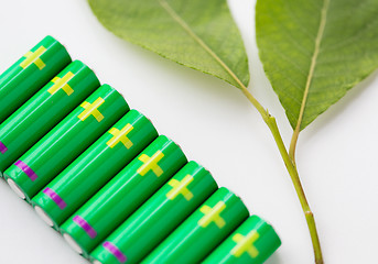 Image showing close up of green alkaline batteries