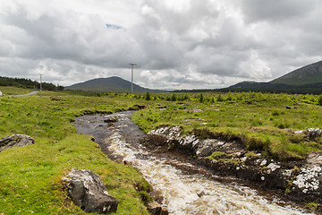 Image showing view to river and hills at connemara in ireland