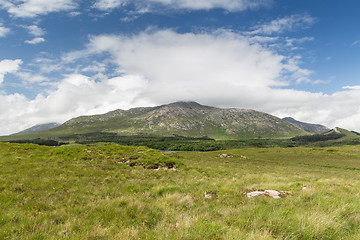 Image showing view to plain and hills at connemara in ireland