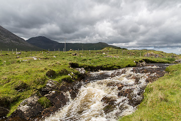 Image showing view to river and hills at connemara in ireland