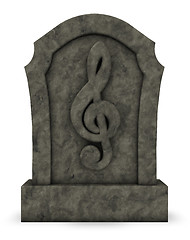 Image showing gravestone with clef symbol - 3d rendering