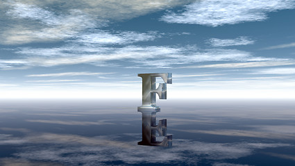 Image showing metal uppercase letter f under cloudy sky - 3d rendering