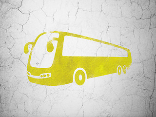 Image showing Vacation concept: Bus on wall background