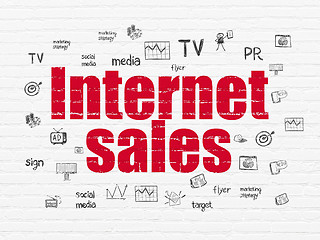 Image showing Marketing concept: Internet Sales on wall background