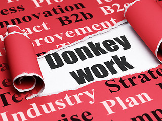 Image showing Finance concept: black text Donkey Work under the piece of  torn paper